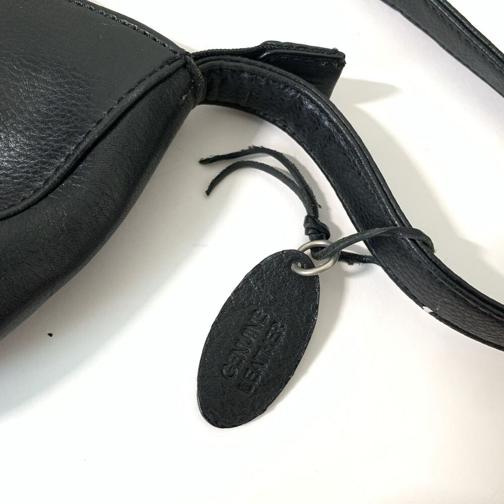 Vtg Rolfs Shoulder Bag Black Leather Purse Zipper Y2K Clean New Money Quiet Lux - Picture 10 of 13